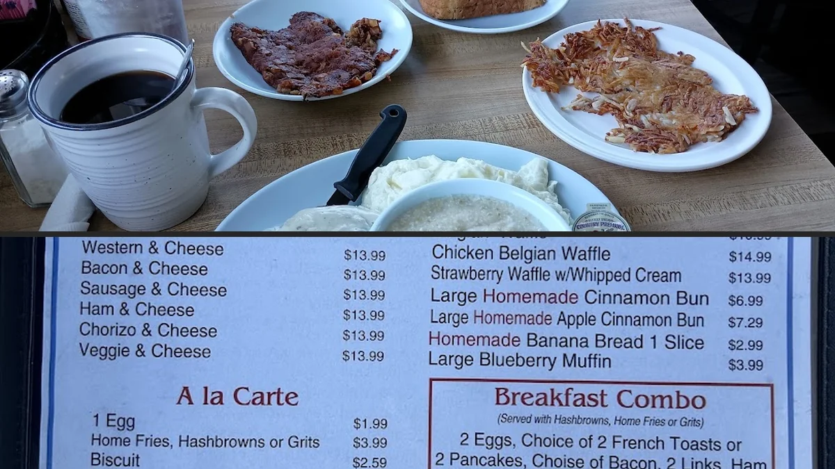 Hearty comfort food served in a small diner.